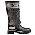 Dior Botas D-Major Black White Cannage Tweed, Pele de Bezerro Preta