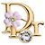 Dior Precious Clover Brosche Metall Gold-Finish, Kristall, rosa Lack