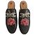 Gucci Princetown Mules in pelle nera con ricamo rosa