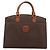 Céline Borsa a mano CELINE Macadam Canvas PVC Pelle Marrone Oro Auth 196285 D'oro - vista 13