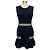 Vestido Christopher Kane em malha elástica azul marinho com bainha peplum e elástico com risca verde