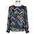 Blusa de seda con estampado chevron negro / azul multi de Preen by Thornton Bregazzi Multicolor