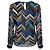 Blusa de seda con estampado chevron negro / azul multi de Preen by Thornton Bregazzi Multicolor - vista 3