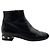 Stivaletti Chanel in pelle nera con tacco impreziosito da perle Nero - vista 2
