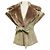 Autre Marque Chaleco Fleurette Taupe de gamuza y piel de oveja con cinturón Castaño