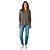 Autre Marque Pull en maille de lin et coton à sequins micro Taupe / Silver à manches trois quarts Amina Rubinacci Marron - vue 6