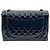 Timeless Borsa Maxi Flap Chanel in pelle verniciata blu navy - vista 3