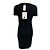 Vestido Chanel preto 2018 em malha canelada de piqué de algodão texturizado com mangas curtas e placa com logo CC - vista 3