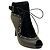 Stivaletti stringati peep toe Alexander McQueen in camoscio nero / pelle con borchie dorate