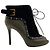 Stivaletti stringati peep toe Alexander McQueen in camoscio nero / pelle con borchie dorate - vista 2