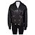 Giacca iconica Balmain in pelle di agnello nera con bottoni dorati FR 36 usata