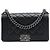 Borsa a tracolla Chanel Boy Flap in pelle d'agnello matelassé, nera, dimensione Old Medium Nero