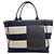 Valextra gestreifter Canvas Tote Bag Weiß Marineblau