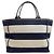 Valextra gestreifter Canvas Tote Bag Weiß Marineblau - Ansicht 2