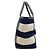 Valextra gestreifter Canvas Tote Bag Weiß Marineblau - Ansicht 3