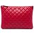 Clutch Chanel Red Medium Quilted Lambskin O Case Rosso