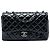 Chanel Black Jumbo Classic Crinkled Patent Single Flap Nero