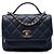Chanel Blue Mini Quilted Caviar Business Affinity Top Handle Flap Blu navy