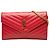 Saint Laurent Red Grain De Poudre Chevron Monogram Envelope Wallet on Chain Rot