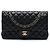 Chanel Black Medium Classic Lambskin Double Flap Negro