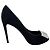 Décolleté peep-toe in raso nero con cristalli Louis Vuitton
