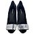 Décolleté peep-toe in raso nero con cristalli Louis Vuitton - vista 3