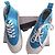 Autre Marque Maison Kitsuné Blaue Low-Top-Sneaker aus Canvas mit Fuchs-Patch Weiß