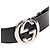 Logo Interlocking G Gucci in tono argento in pelle nera Nero - vista 6