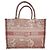 Sac Dior Book Tote Medium Toile de Jouy Brodé en Toile Rose