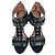 Sandali con tacco T-Strap festonati Alaïa in camoscio nero - vista 3
