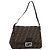 Borsa a Tracolla FENDI Zucca Canvas Mamma Baguette Marrone Argento Auth BA14949V