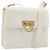 Borsa a tracolla Salvatore Ferragamo Gancini in pelle bianca e oro Auth 196208 Bianco