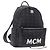 MCM Vicetos Logogram Rucksack Leder Schwarz Silber Auth 194907