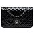 Borsa a tracolla Chanel Medium Classic Double Flap in vernice nera Nero