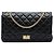 Borsa a tracolla Chanel Reissue 2.55 Double Flap 227 in pelle di vitello invecchiata matelassé nera Nero