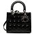 Bolsa Lady Dior Medium em couro envernizado Cannage Preta Preto