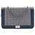 Borsa a tracolla Boy Wallet On Chain in pelle d'agnello blu con cristalli Chanel