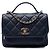 Borsa Chanel Mini Quilted Caviar Business Affinity Top Handle Flap Satchel Blu