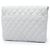 Clutch Chanel in vitello matelassé bianco con logo e catena - vista 2