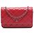 Wallet On Chain Borsa a tracolla Chanel CC matelassé in vernice rossa con catena Rosso