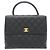 Borsa Chanel in pelle di vitello martellata nera Nero