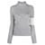 Thom Browne Irischer Pointelle-Rollkragenpullover mit diagonalen Armbändern Silber  - Ansicht 1