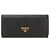 Prada Saffiano Triangle Long Wallet mit Klappe stamp: QHH Schwarz