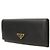 Prada Saffiano Triangle Long Wallet mit Klappe stamp: QHH Schwarz - Ansicht 2