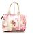 Fendi FF Logo Flower Pink Canvas Boston Tote Bag