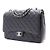 Chanel Borsa a tracolla con patta e catena argentata Nero - vista 3