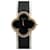 Van Cleef & Arpels Alhambra Small Damenquarzarmbanduhr aus Satin-Leder und Gelbgold Schwarz  - Ansicht 1