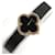 Van Cleef & Arpels Alhambra Small Damenquarzarmbanduhr aus Satin-Leder und Gelbgold Schwarz  - Ansicht 2