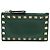Valentino Portacarte con zip Rockstud in pelle verde e oro