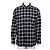 Gucci Camicia a quadri da uomo in misto cotone blu con patch ricamato